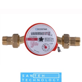 Лічильник гарячої води ECOSTAR DN15 1/2″ L110 E-C 2,5 зі штуцерами 110 мм